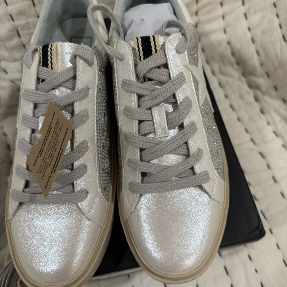 New shu shop Reba Silver and Beige Women's Sneakers size 8.5 - Picture 11 of 13